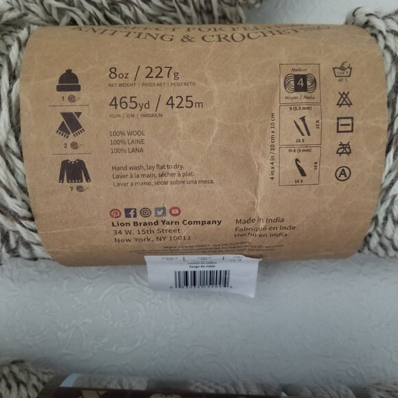 Lyon Brand Yarn Fishermans Wool  200 Oak Tweed Pure Virgin Wool Beige Brown - Picture 5 of 10